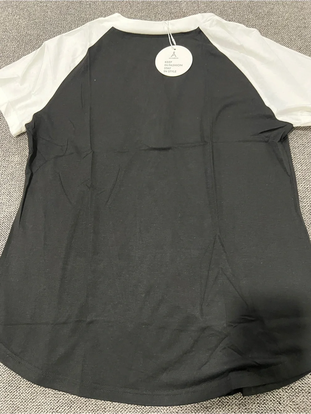 Women's Black & White Henley Raglan Top